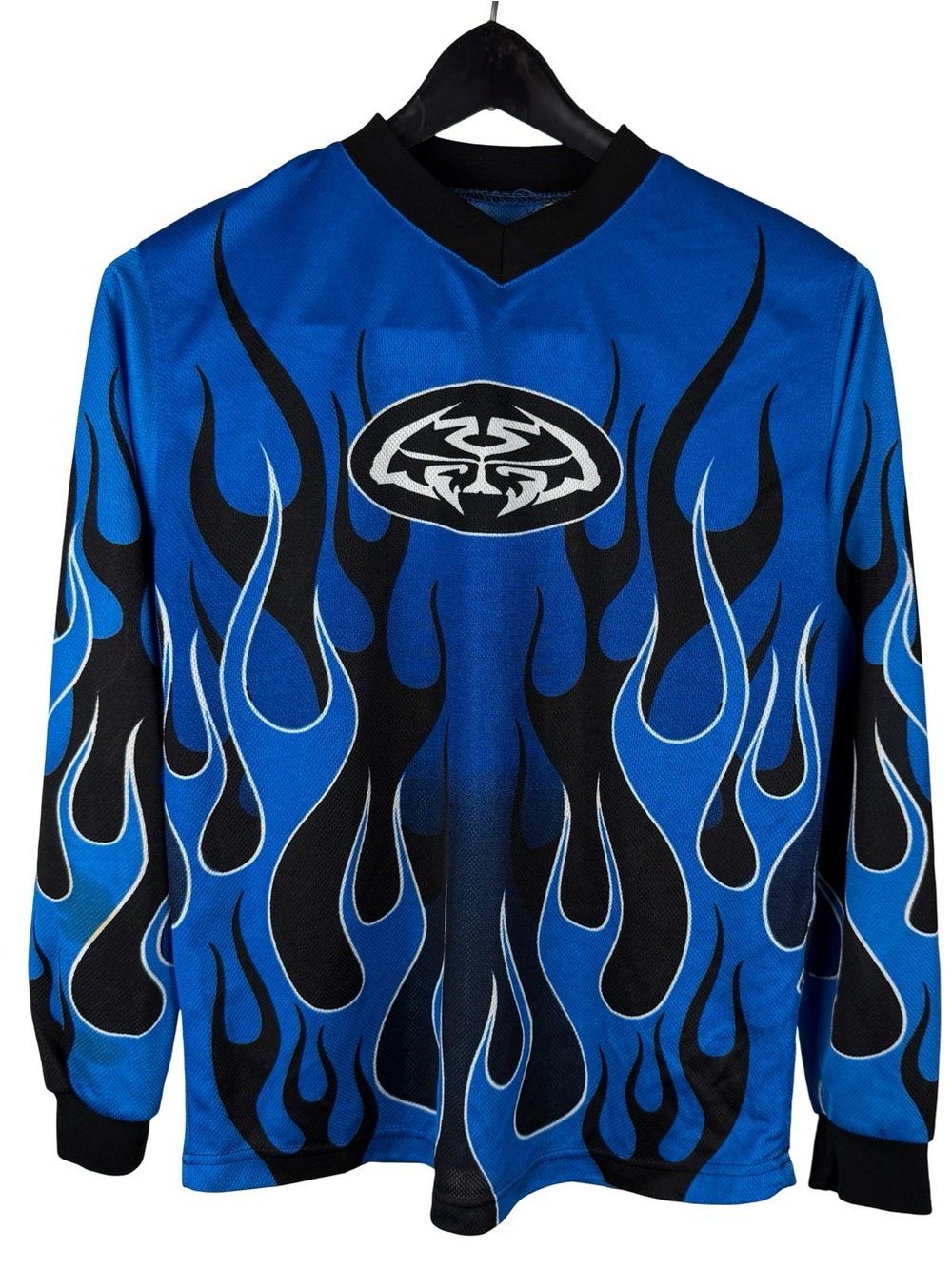 Vintage 2000s MTX Motocross Flame Streetwear Blue Black Jersey Size S